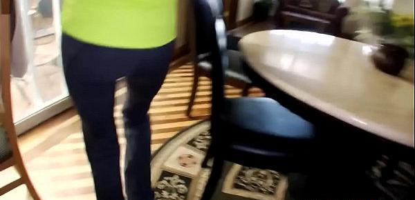  Sporty teen tugging dick in amateur pov